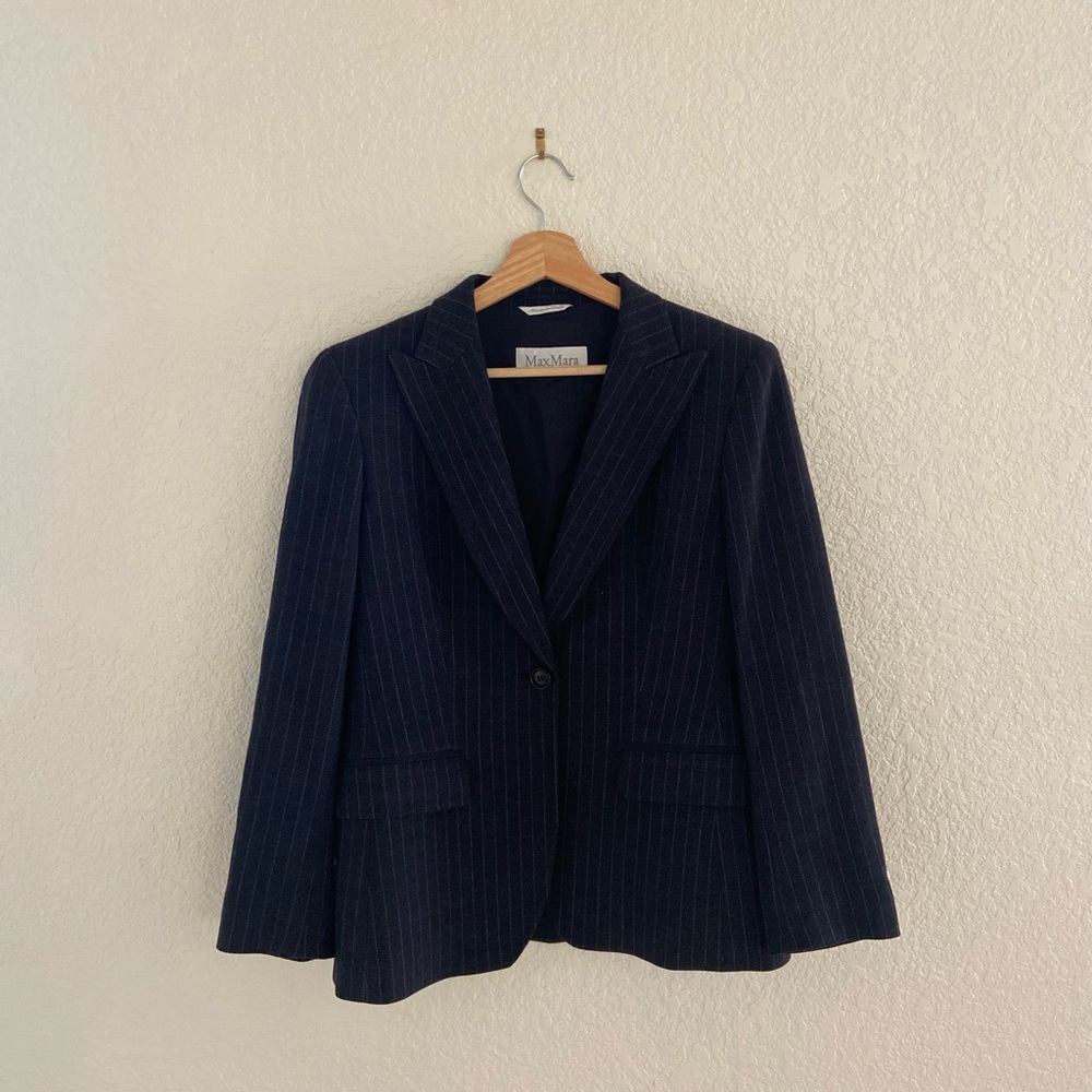 MaxMara Pinstripe Dark Gray Blazer